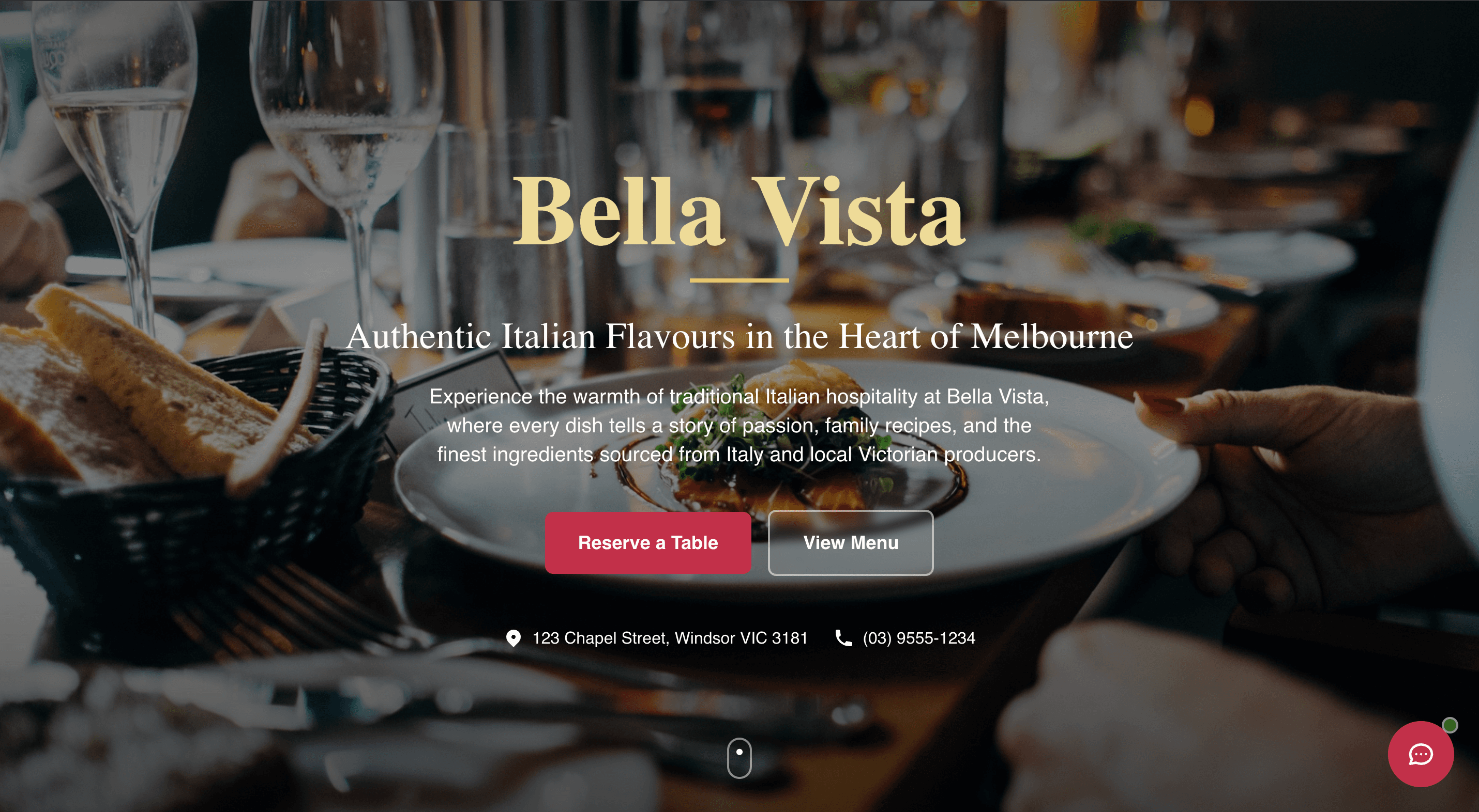 Bella Vista Restaurant Website
